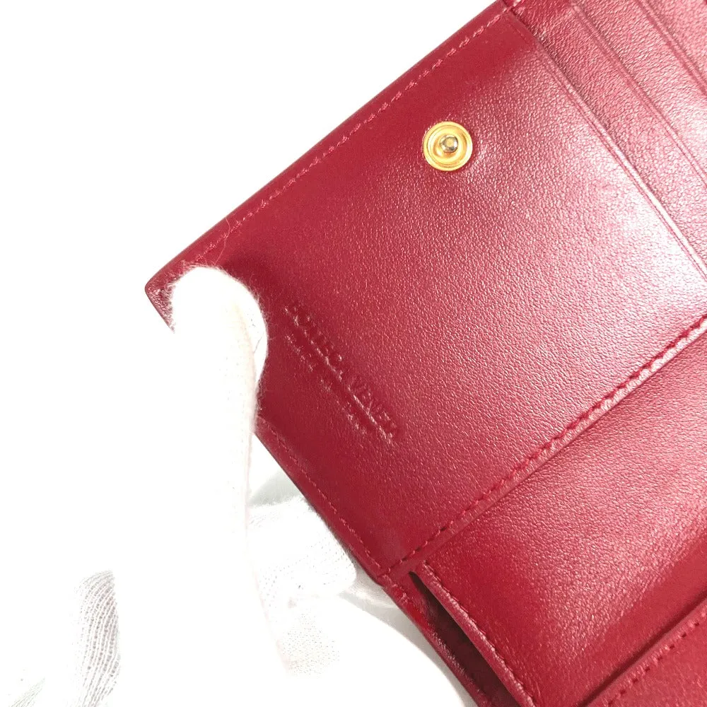 BOTTEGAVENETA Folded wallet leather wine-red Maxi INTRECCIATO Women Used Authentic