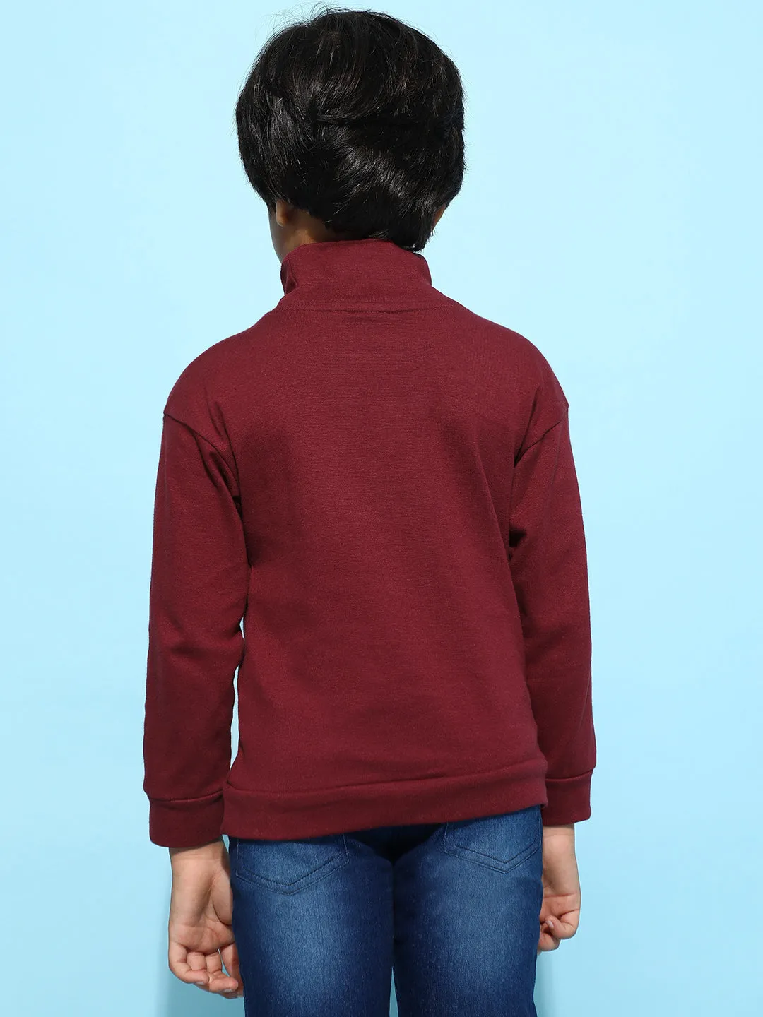 Boys Maroon 100% Cotton Oversized Solid T-shirt