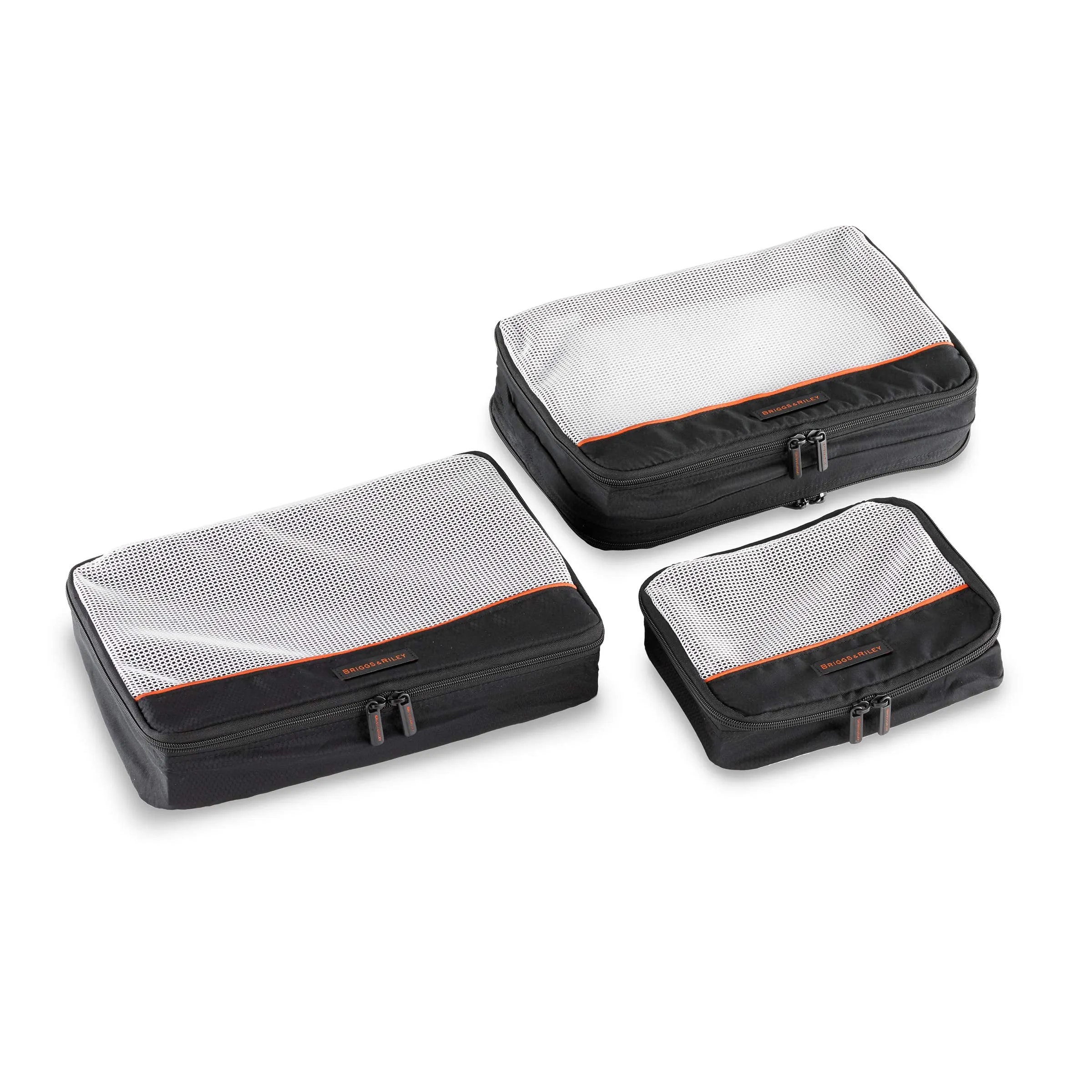 Briggs & Riley 3 Pack Zippered Packing Cubes/Luggage Organizers for Travel, Black, Small