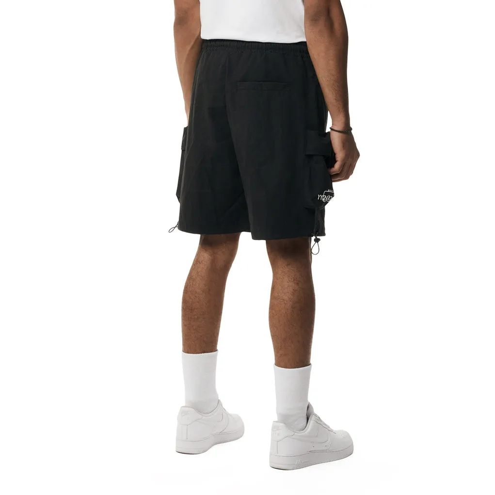 Brushed Cargo Shorts - Black