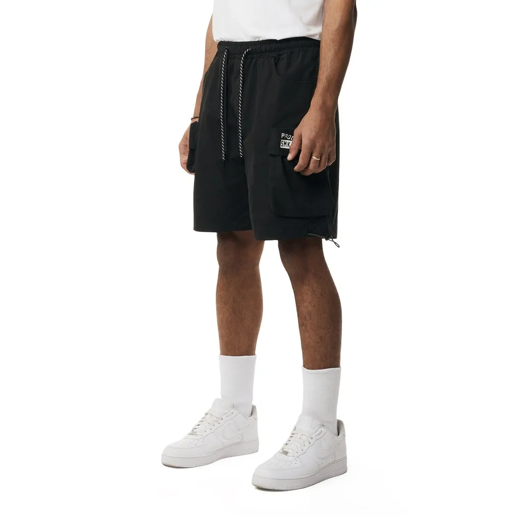 Brushed Cargo Shorts - Black