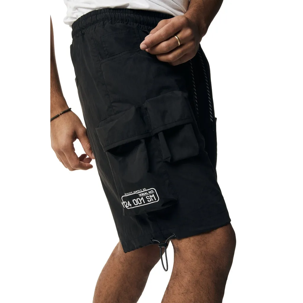 Brushed Cargo Shorts - Black