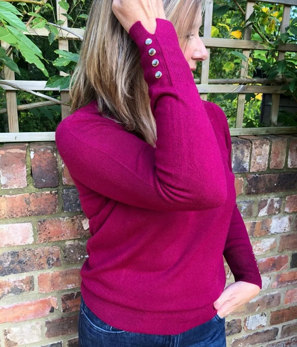 Burgundy Button Cuff Jumper 8