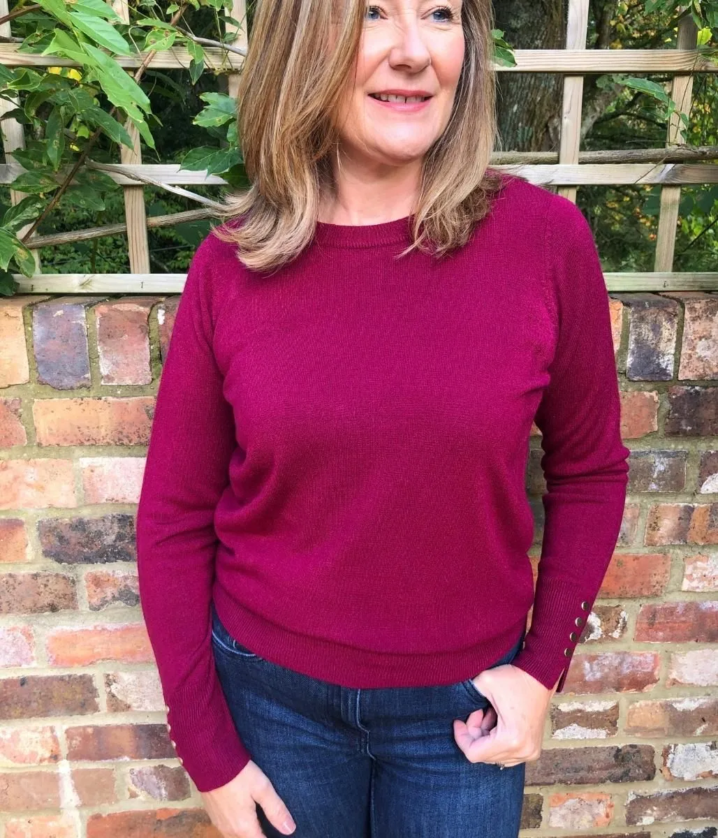 Burgundy Button Cuff Jumper 8