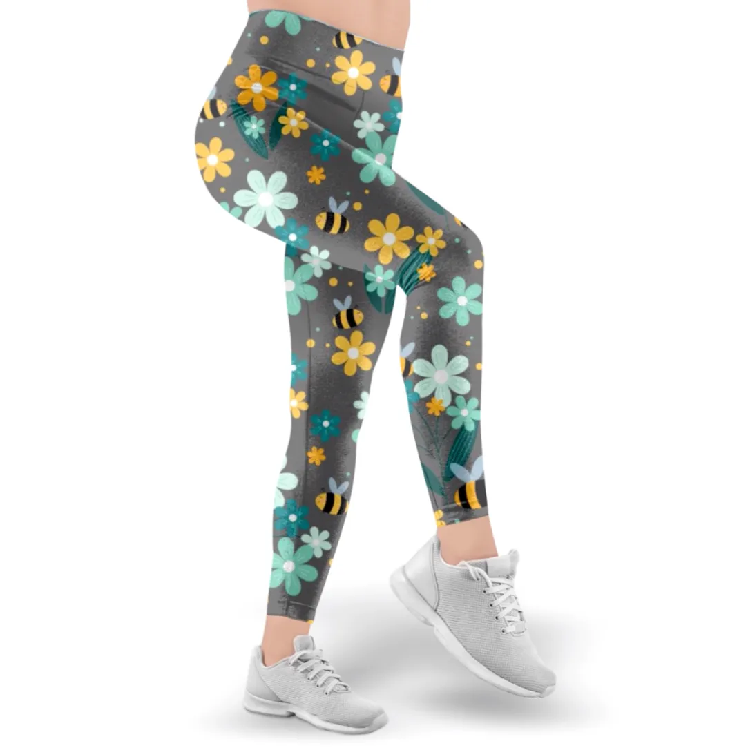 Buzzing Blossoms in Leggings