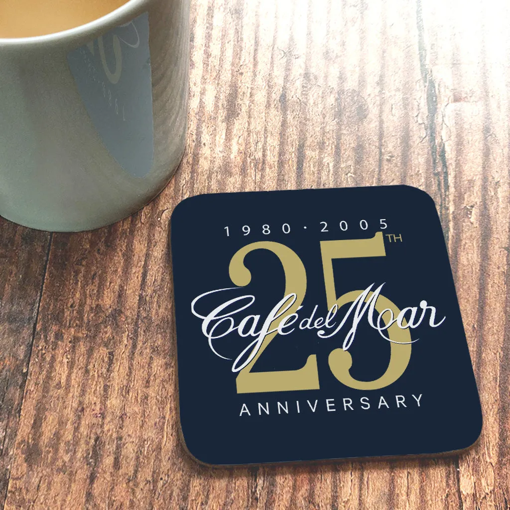 Café del Mar White 25th Anniversary Logo Coaster