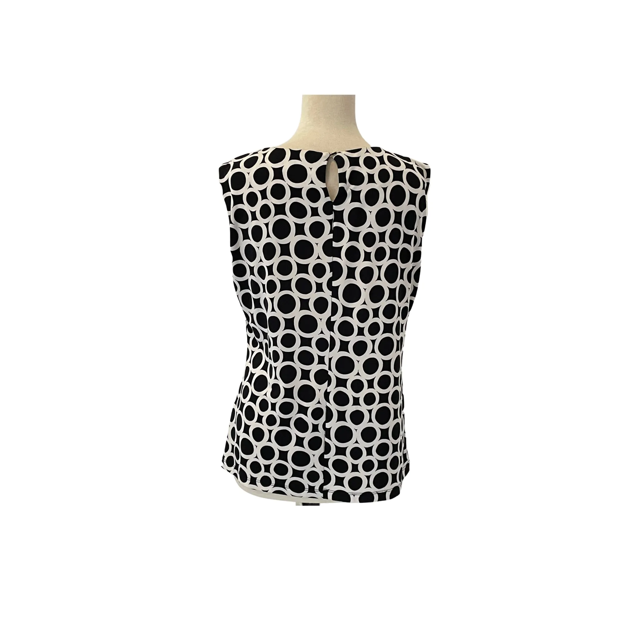 Calvin Klein Black & White Circle-print Sleeveless Blouse | Pre Loved |