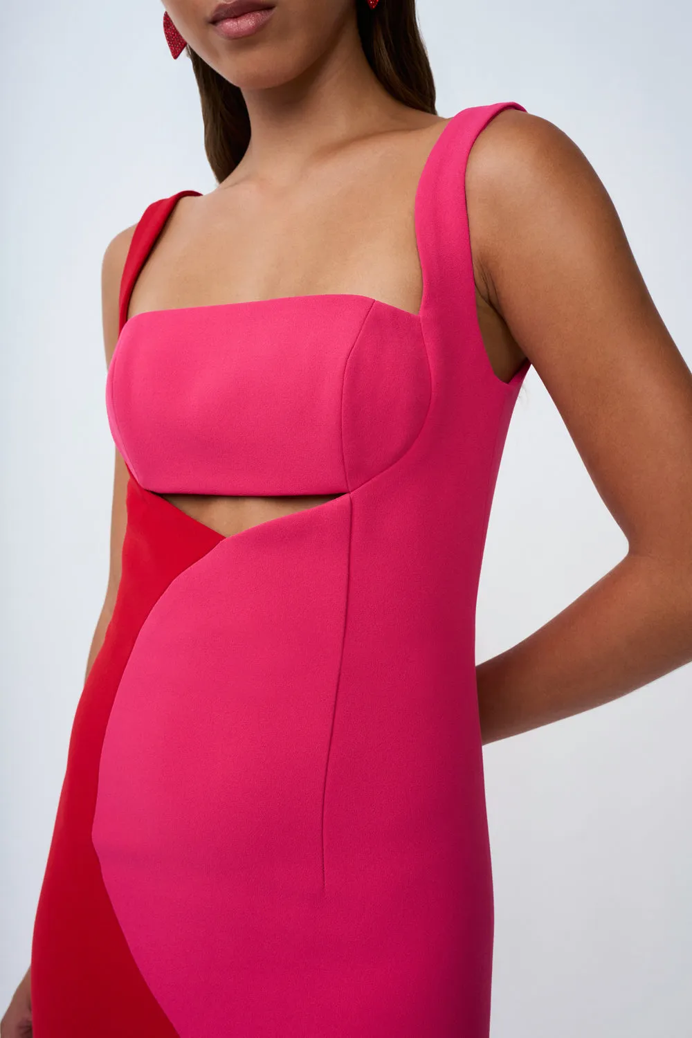 Caterina Two Tone Curve Midi | Final Sale - Pink Red