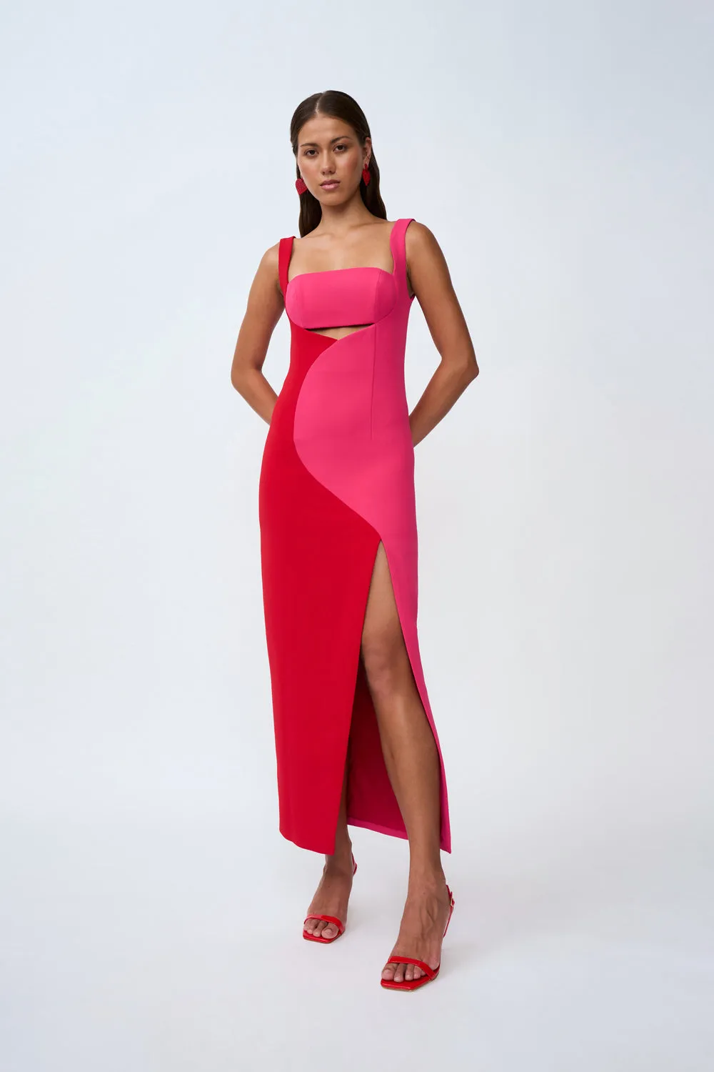 Caterina Two Tone Curve Midi | Final Sale - Pink Red