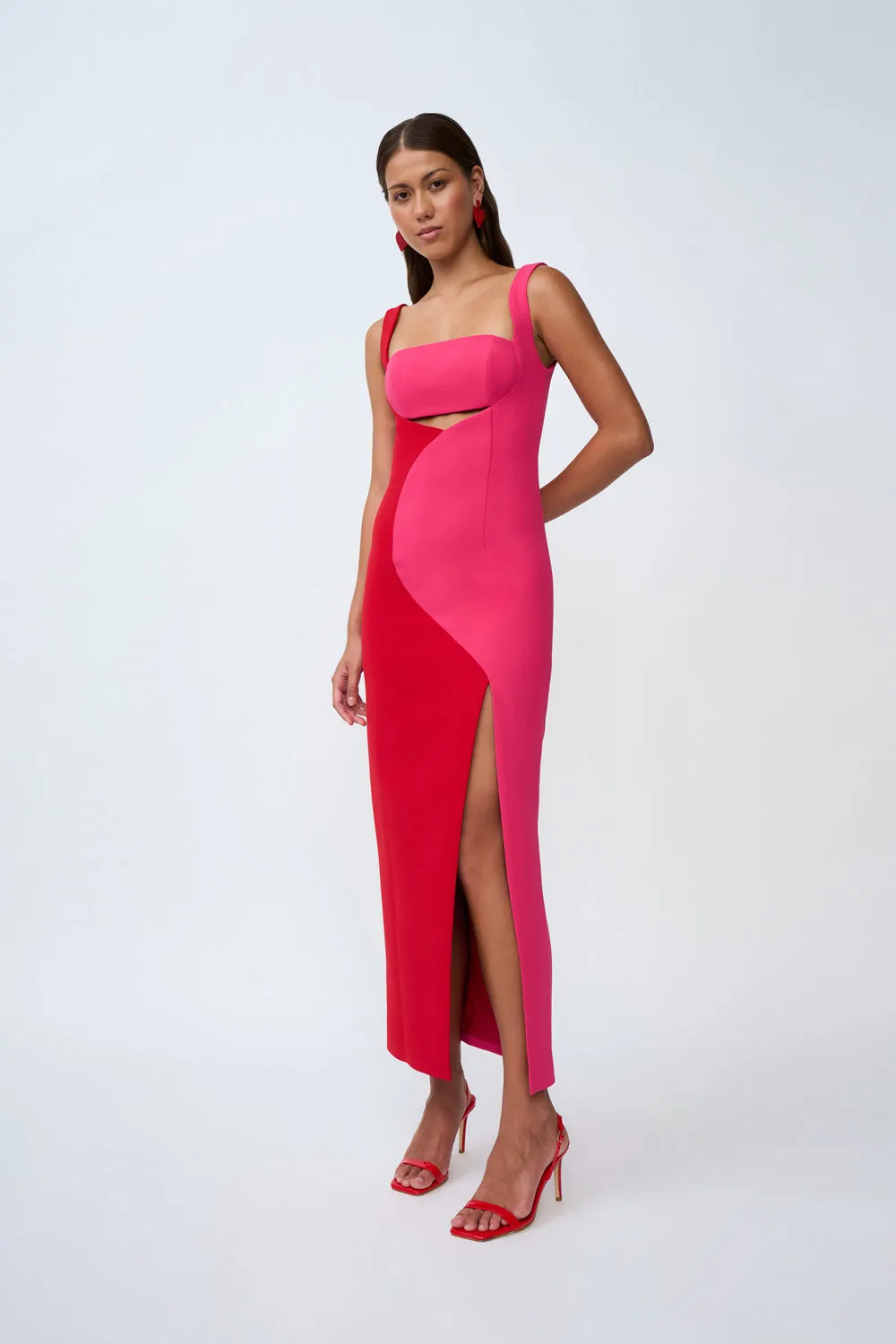 Caterina Two Tone Curve Midi | Final Sale - Pink Red