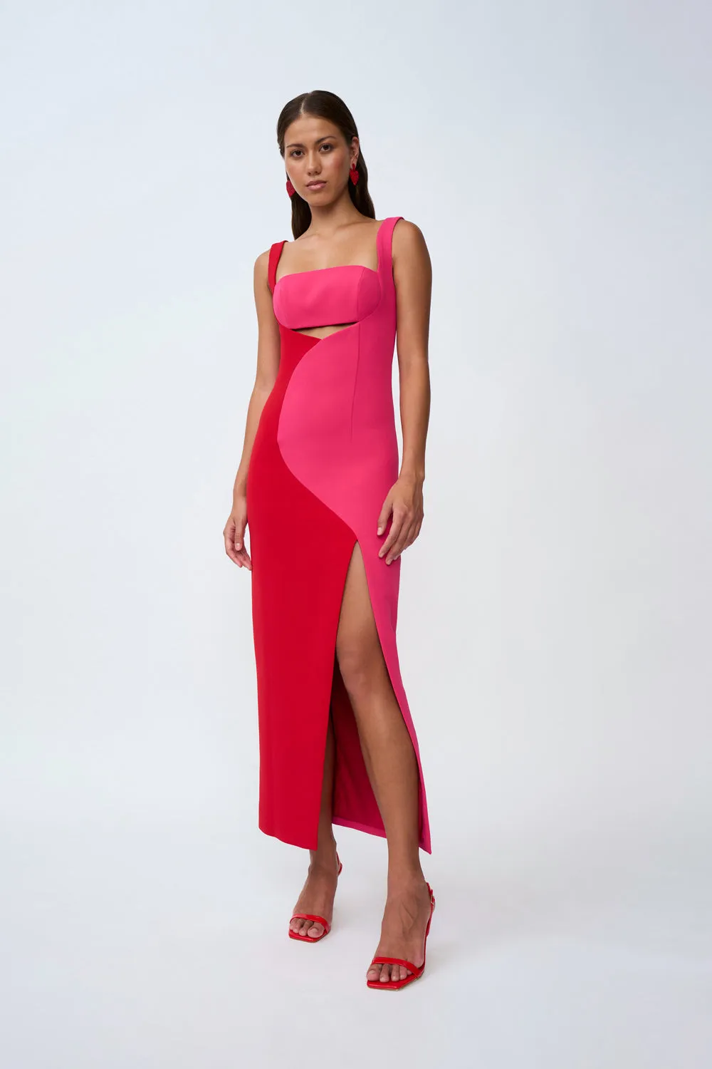 Caterina Two Tone Curve Midi | Final Sale - Pink Red