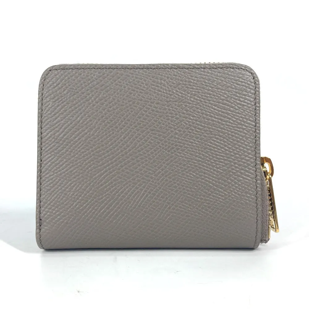 CELINE Folded wallet 10L203BEL.10BL leather gray Compact wallet Small Zip Wallet Essential Women Used Authentic