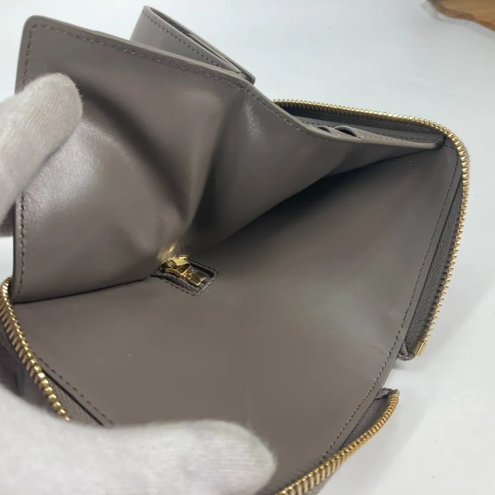 CELINE Folded wallet 10L203BEL.10BL leather gray Compact wallet Small Zip Wallet Essential Women Used Authentic