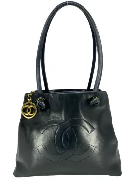 CHANEL Vintage Lambskin Leather CC Logo Tote Bag