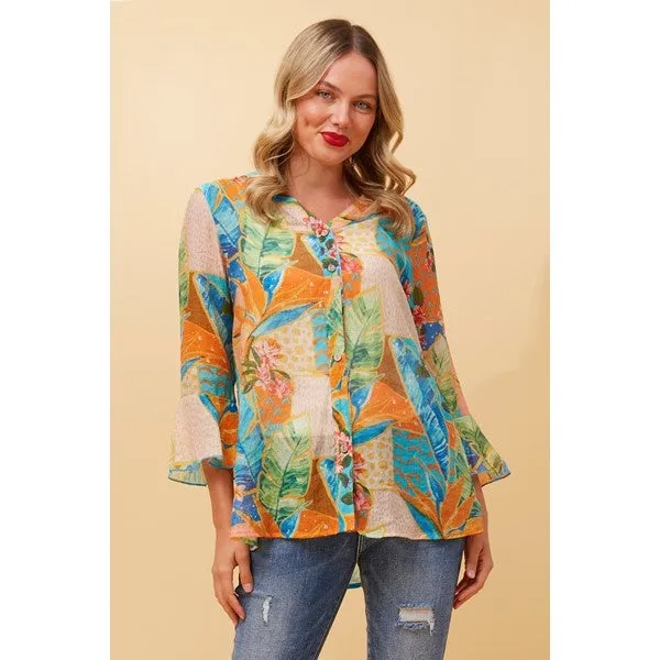 CHARLOTTE ABSTRACT PRINT BUTTON FRONT TOP