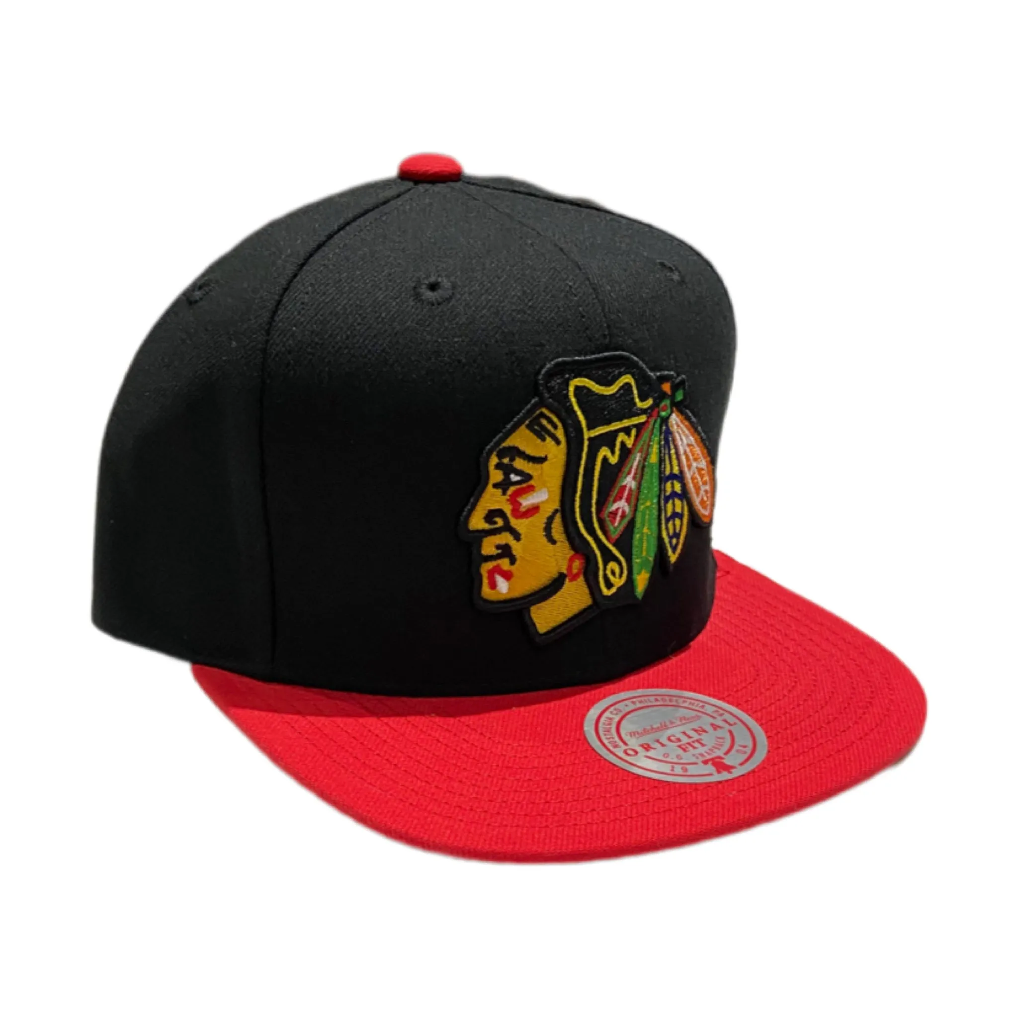 Chicago Blackhawks Mitchell & Ness Team Two-Tone 2.0 Snapback Hat - Black/Red