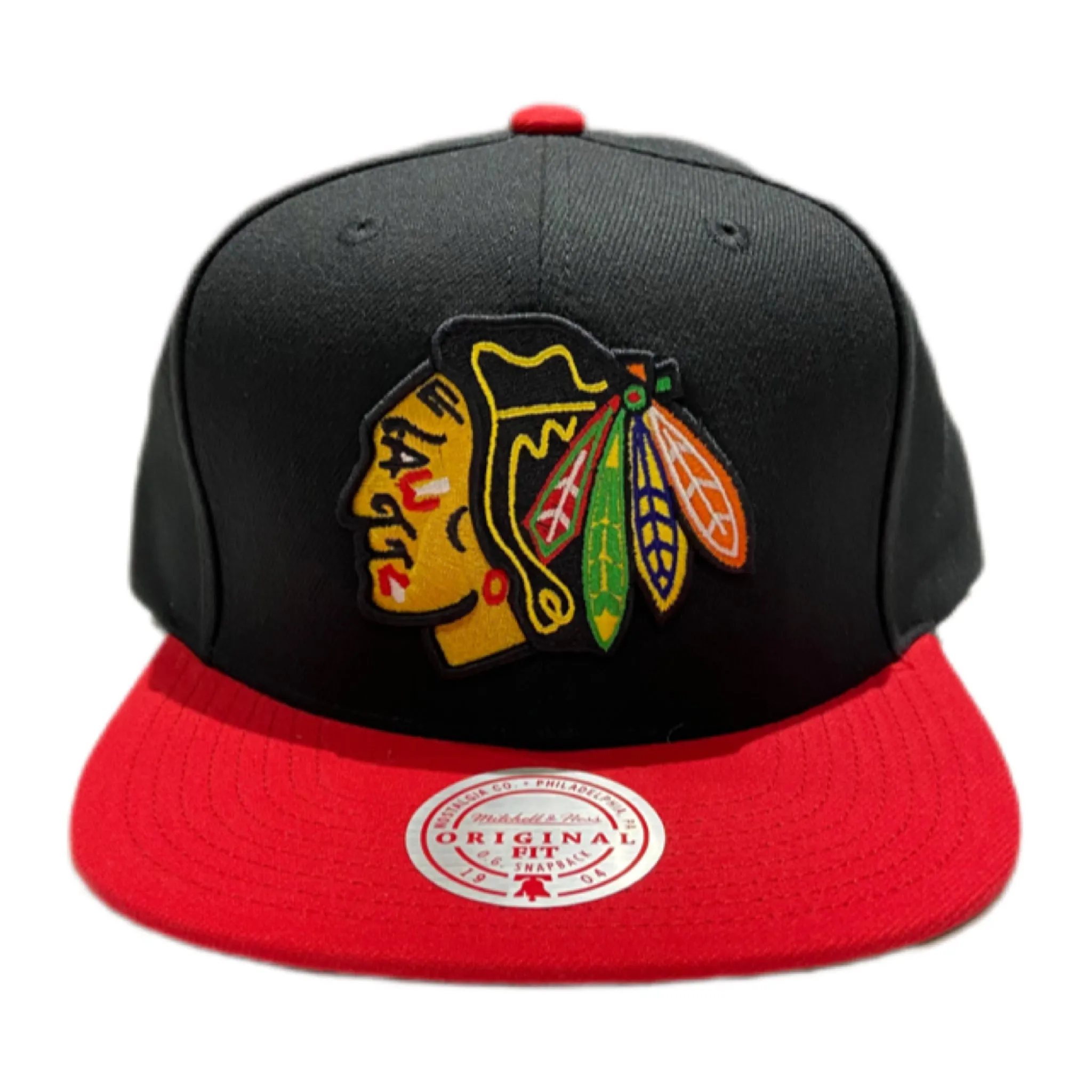 Chicago Blackhawks Mitchell & Ness Team Two-Tone 2.0 Snapback Hat - Black/Red