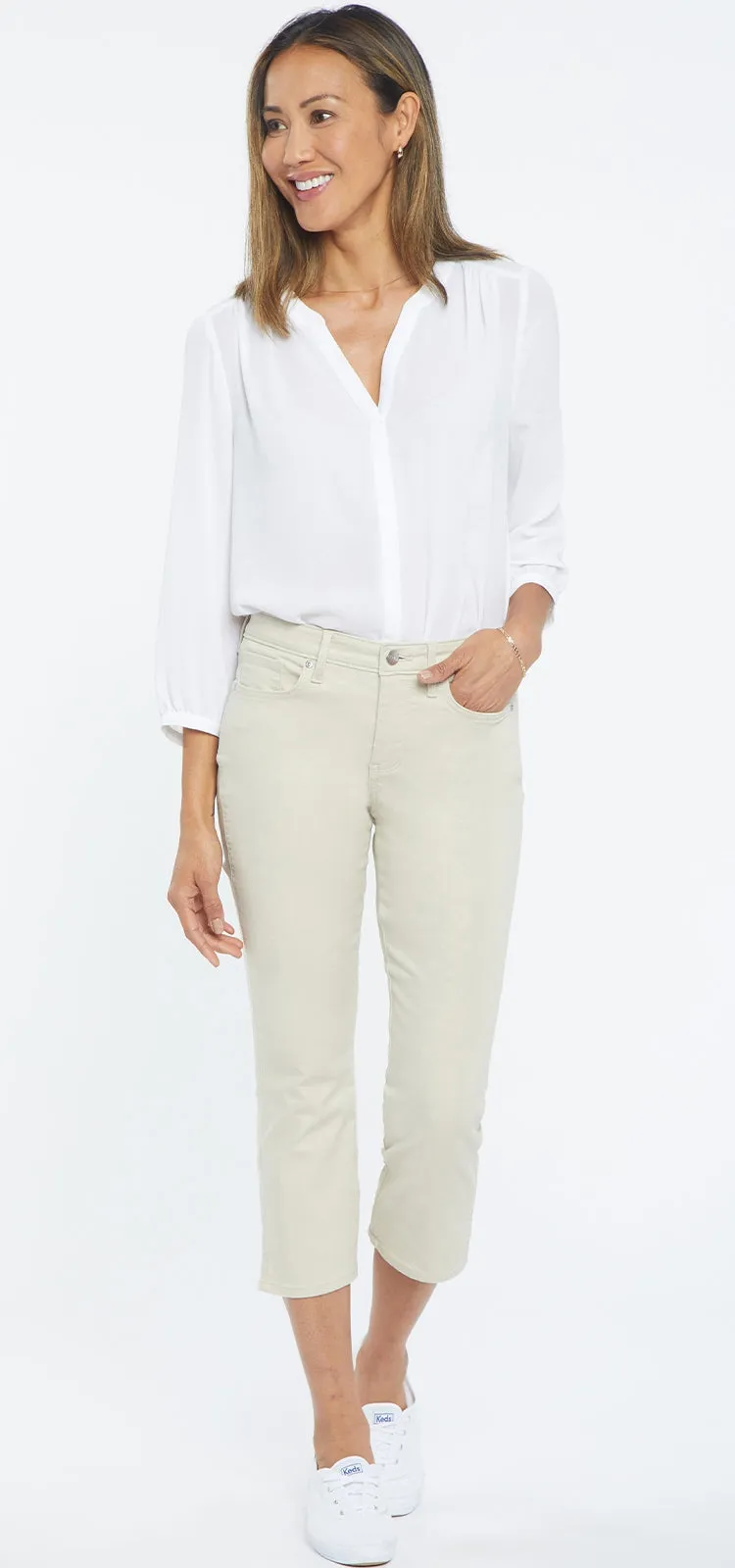 Chloe Capri Jeans Beige Gekleurde Denim | Feather