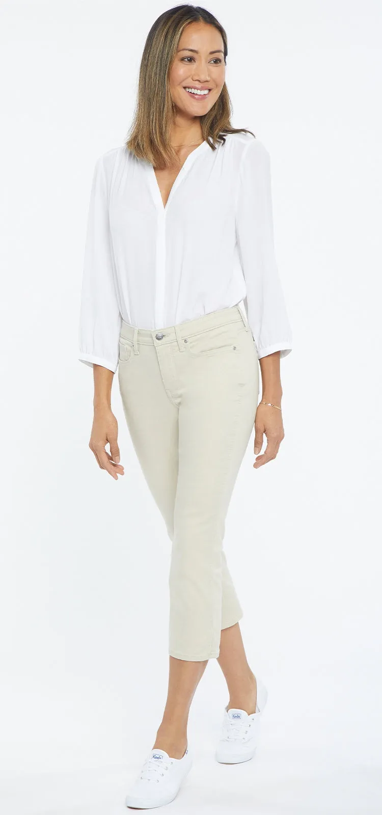 Chloe Capri Jeans Beige Gekleurde Denim | Feather