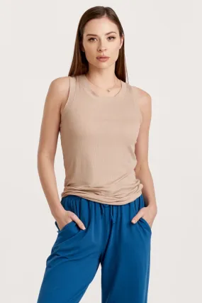 Cleo Ribbed Tank - Buckwheat