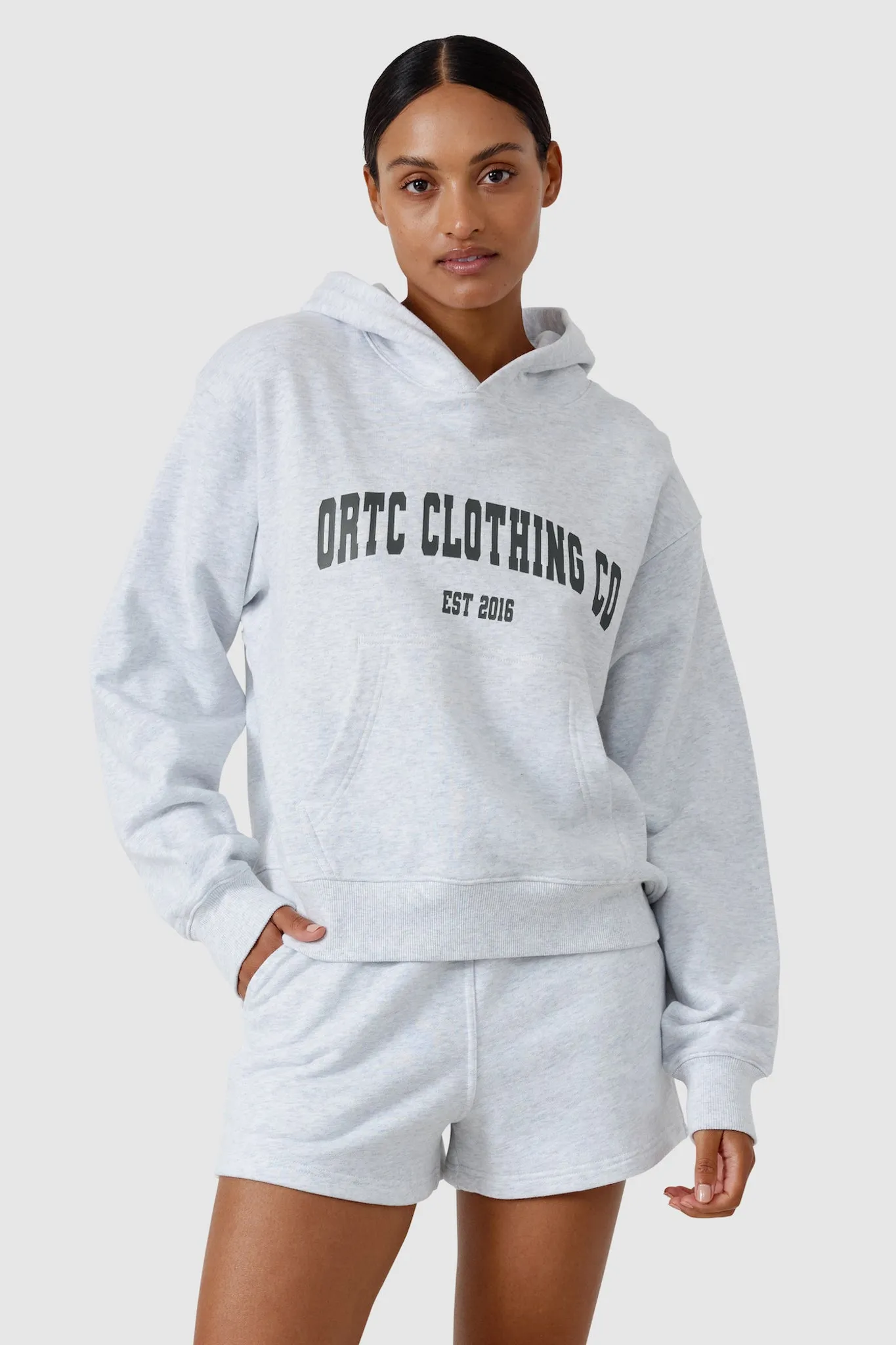 College Logo Hoodie White Marle