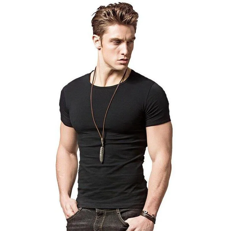 Covrlge 2019 T Shirt Men Short Sleeve Solid Tshirt Mens Fashion Slim Fit T-shirts Casual O-neck TShirts Fitness Clothing Mts2911