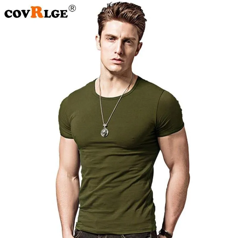 Covrlge 2019 T Shirt Men Short Sleeve Solid Tshirt Mens Fashion Slim Fit T-shirts Casual O-neck TShirts Fitness Clothing Mts2911