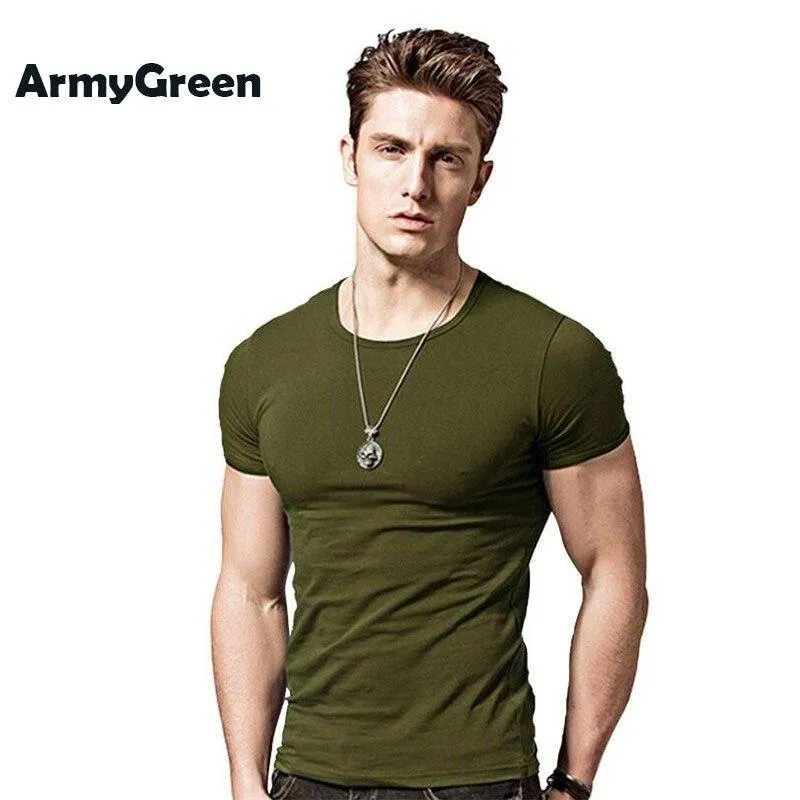 Covrlge 2019 T Shirt Men Short Sleeve Solid Tshirt Mens Fashion Slim Fit T-shirts Casual O-neck TShirts Fitness Clothing Mts2911