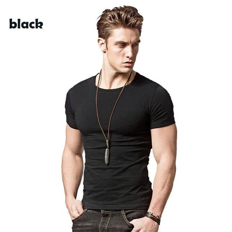 Covrlge 2019 T Shirt Men Short Sleeve Solid Tshirt Mens Fashion Slim Fit T-shirts Casual O-neck TShirts Fitness Clothing Mts2911