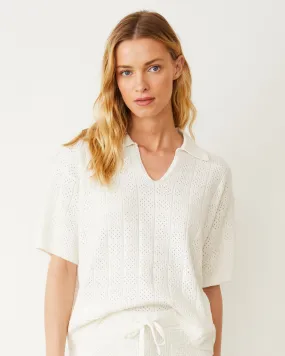 Crochet Knit Oversized Polo Tee