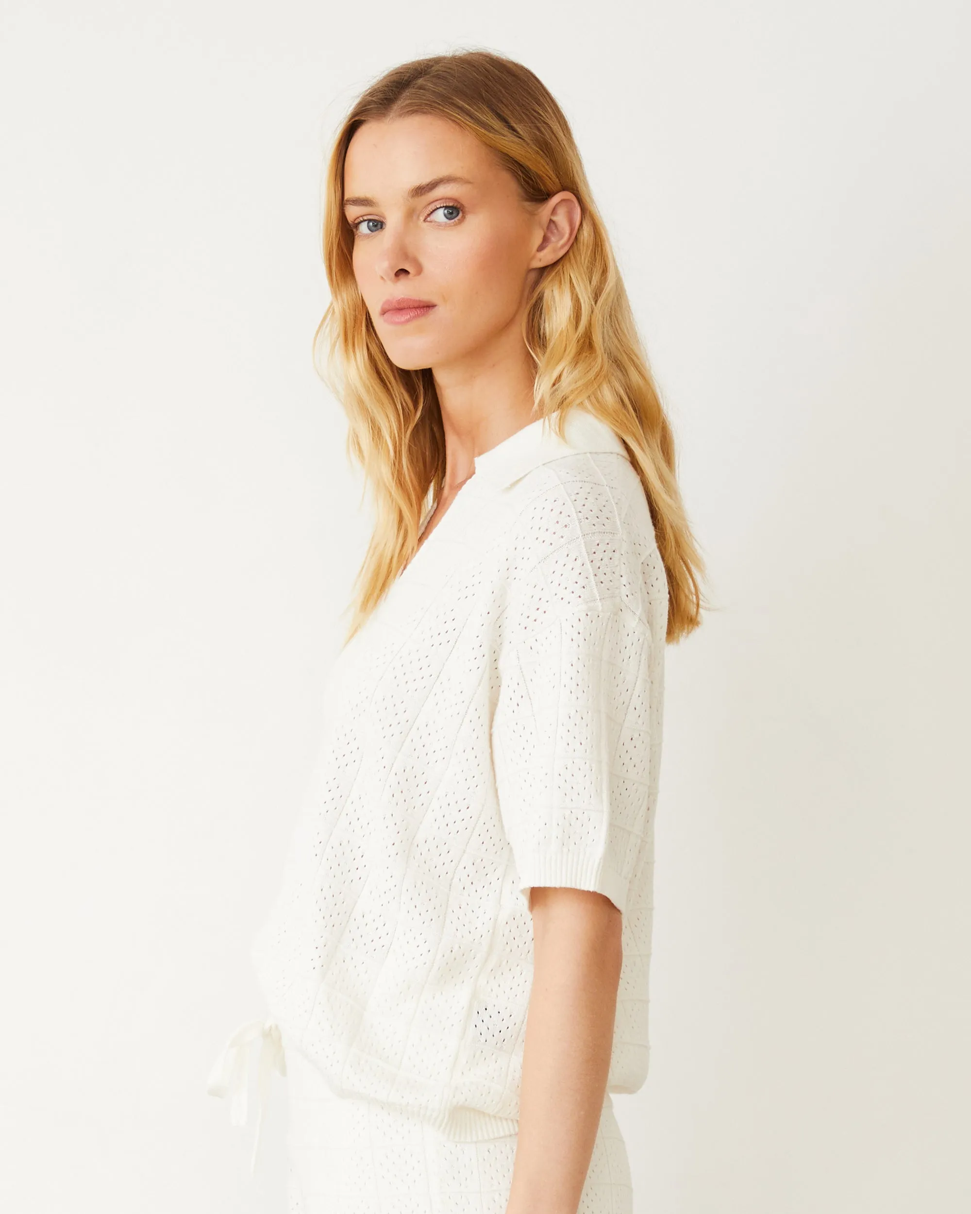 Crochet Knit Oversized Polo Tee