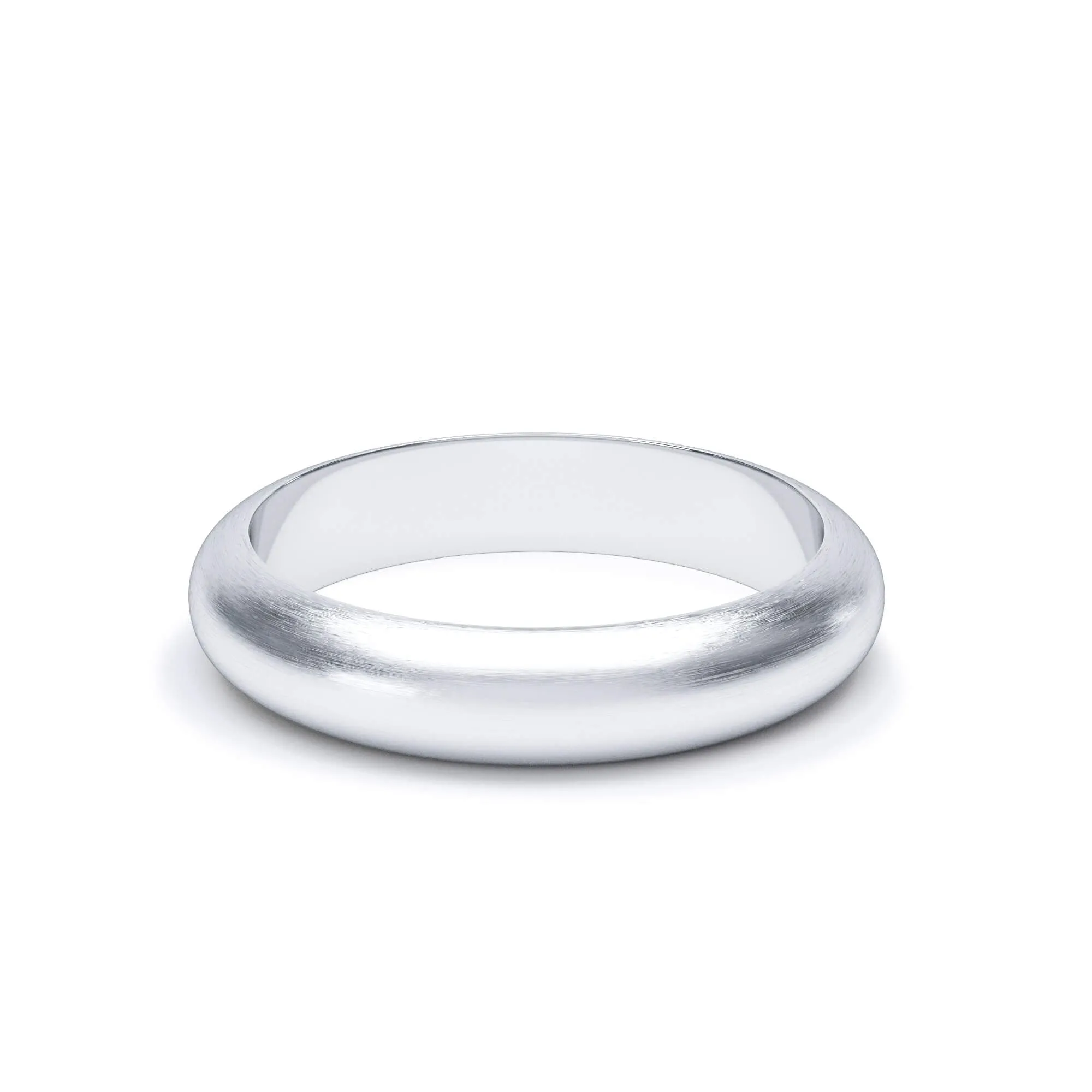 - D Shape Satin Polish Wedding Ring 18k White Gold