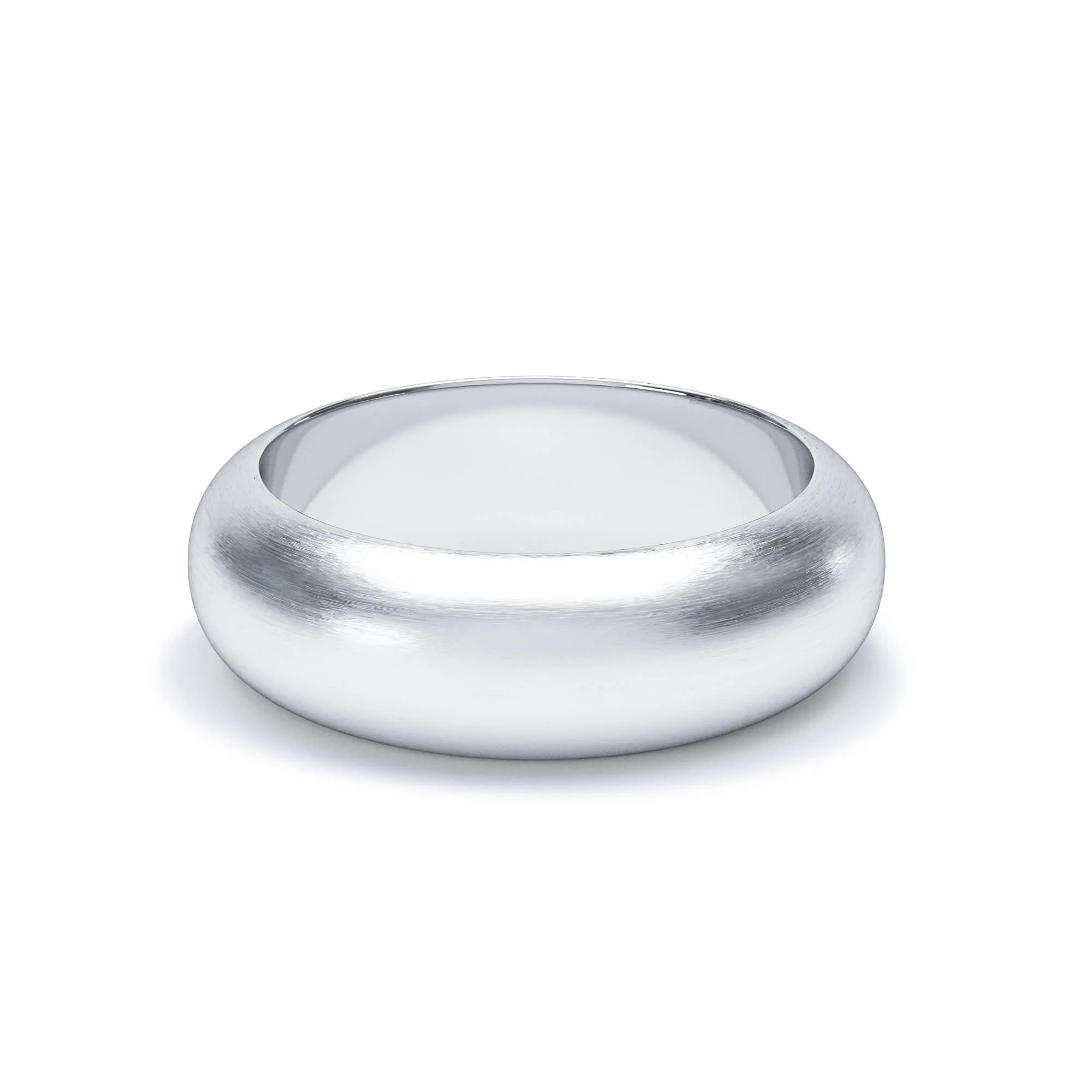 - D Shape Satin Polish Wedding Ring 18k White Gold