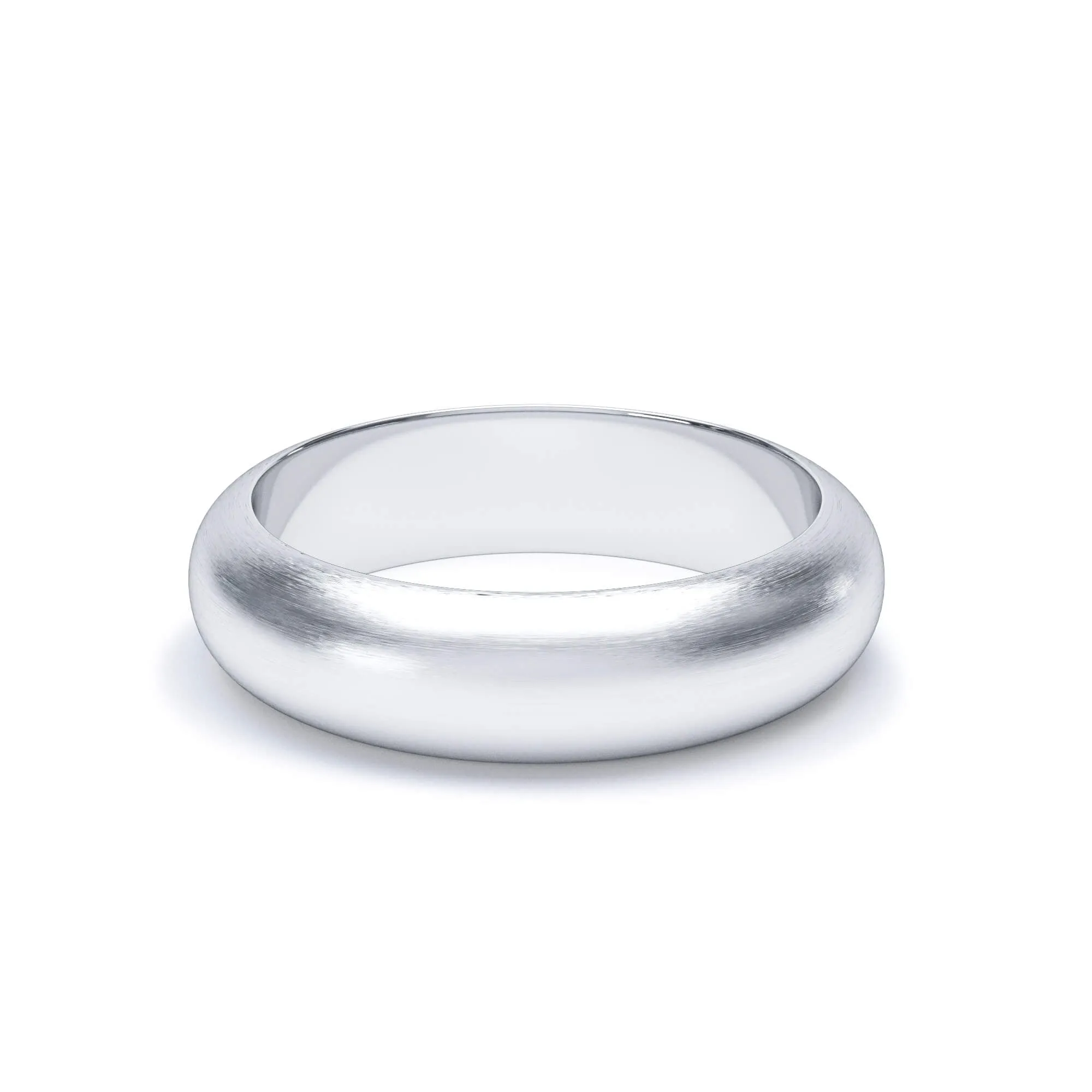 - D Shape Satin Polish Wedding Ring 18k White Gold