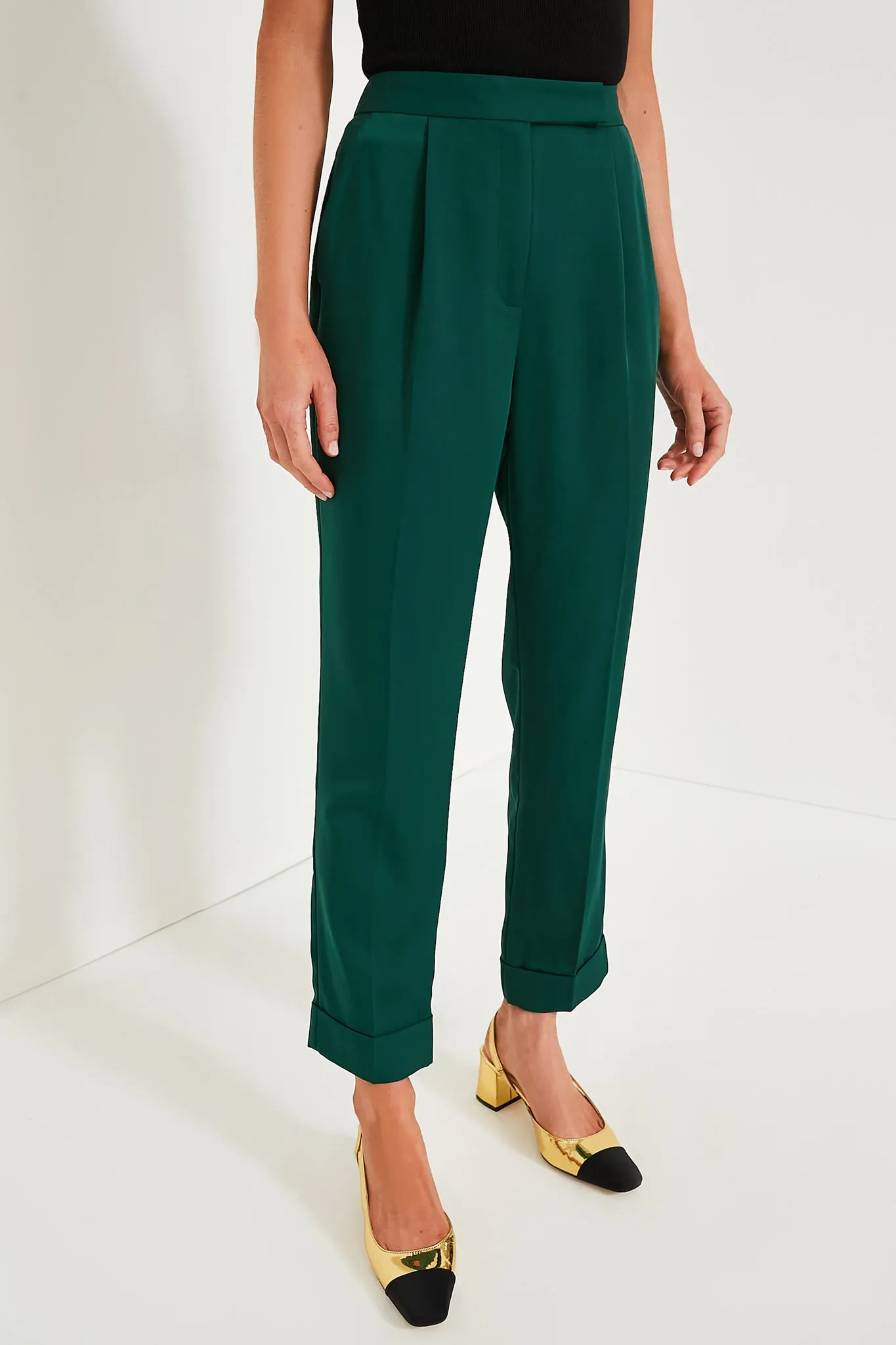 Dark Green Duncan Pleated Trouser