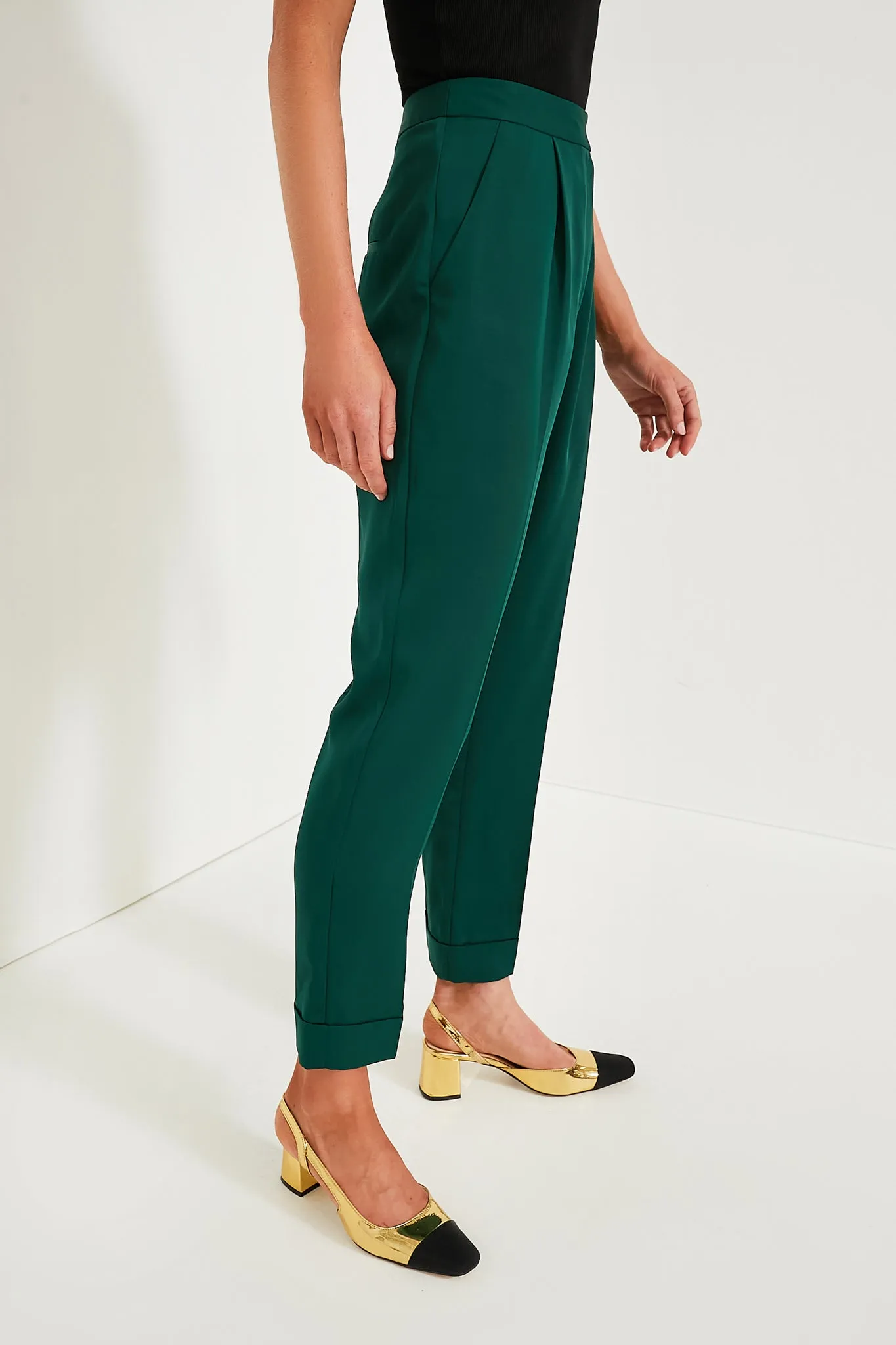 Dark Green Duncan Pleated Trouser