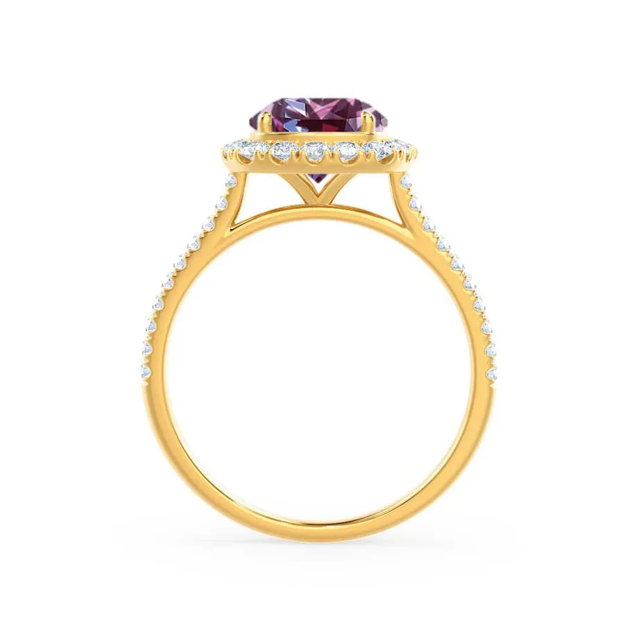 DARLEY - Chatham® Alexandrite Elongated Cushion Micro Pavé 18k Yellow Gold Halo