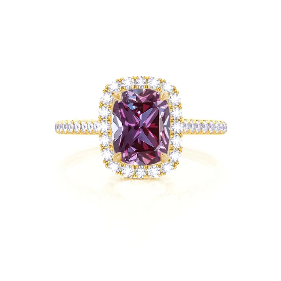 DARLEY - Chatham® Alexandrite Elongated Cushion Micro Pavé 18k Yellow Gold Halo