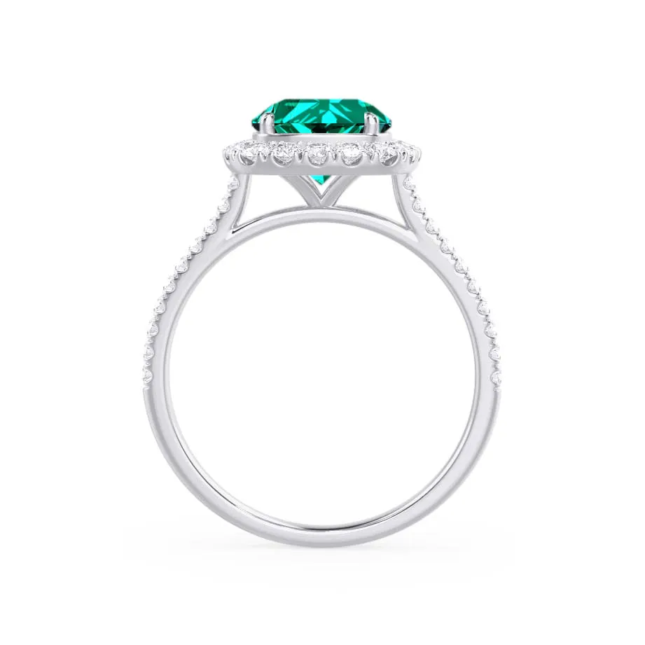 DARLEY - Chatham® Emerald Elongated Cushion Micro Pavé 18k White Gold Halo