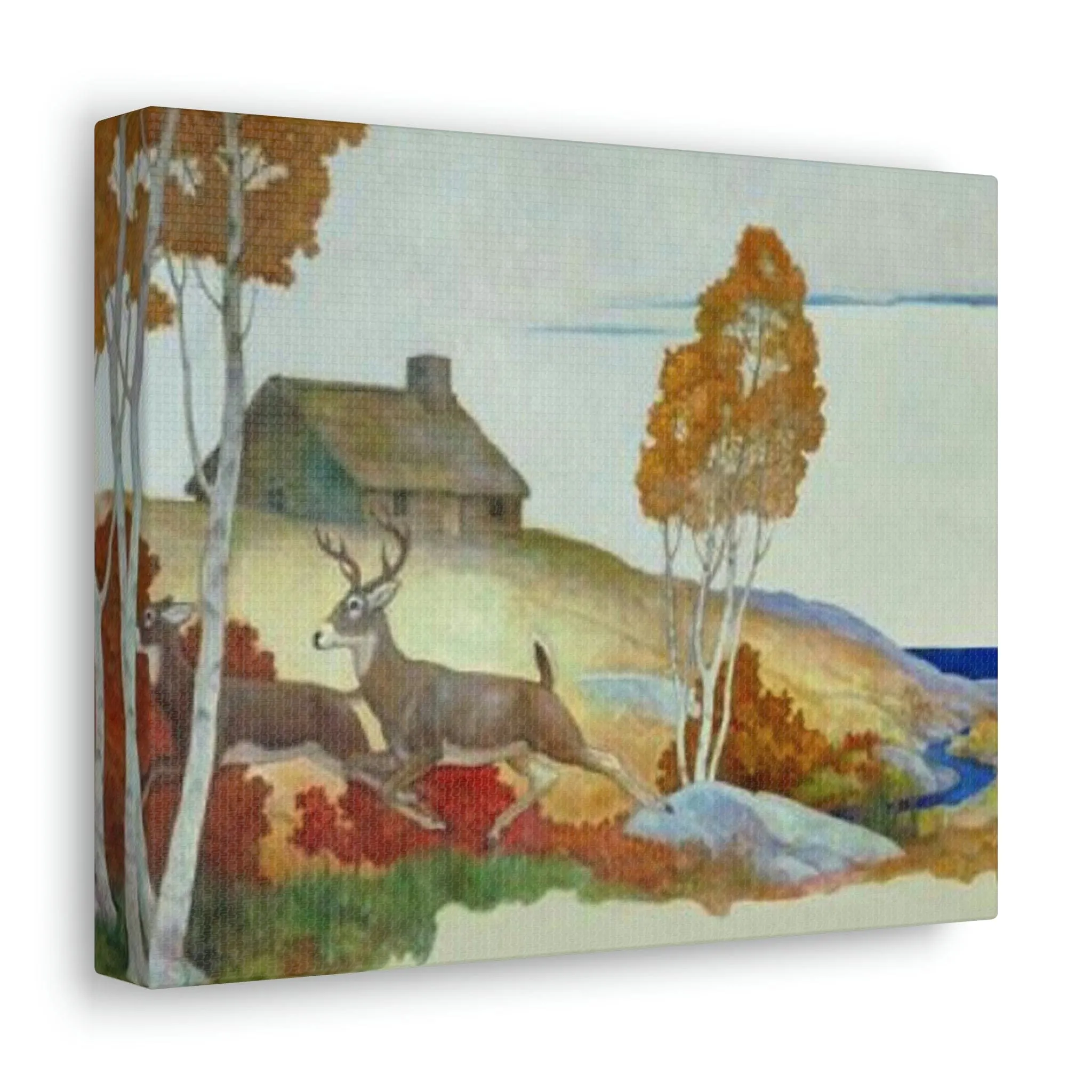 Deer and Stream by N.C. Wyeth Printed Canvas Gallery Wraps