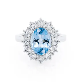 DIANA - Chatham® Aqua Spinel & Lab Diamond 18k White Gold Halo