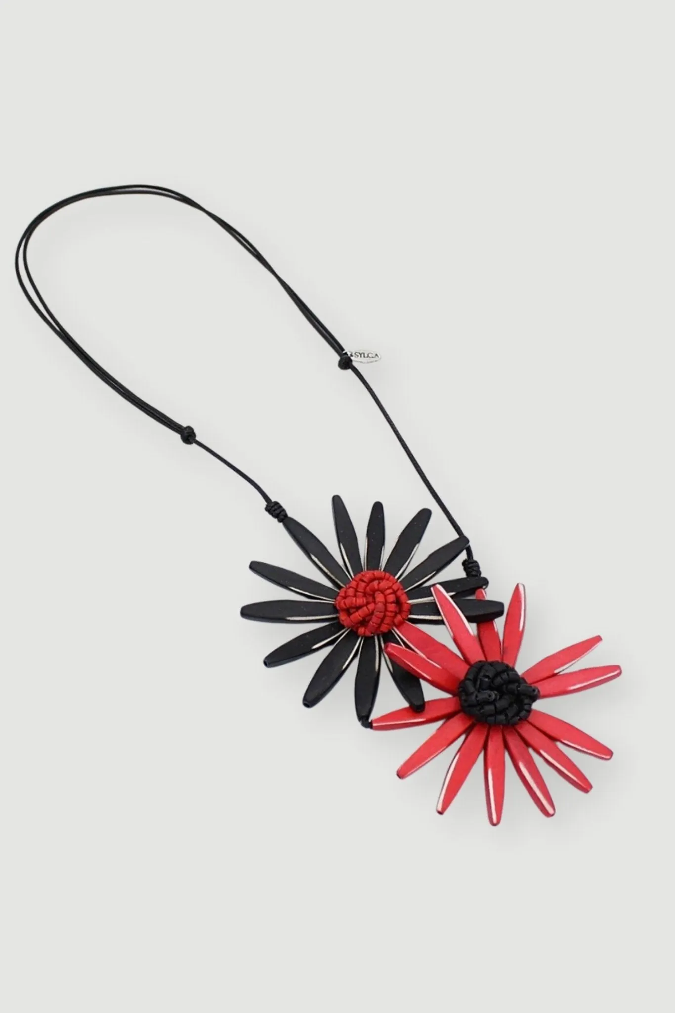 Double Flower Necklace - Red