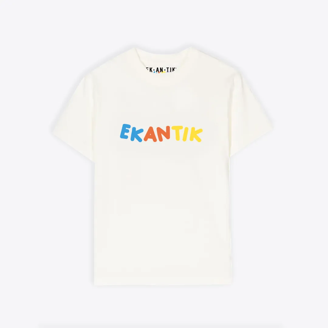 EKANTIK Multicolour Logo Print round neck T-Shirt