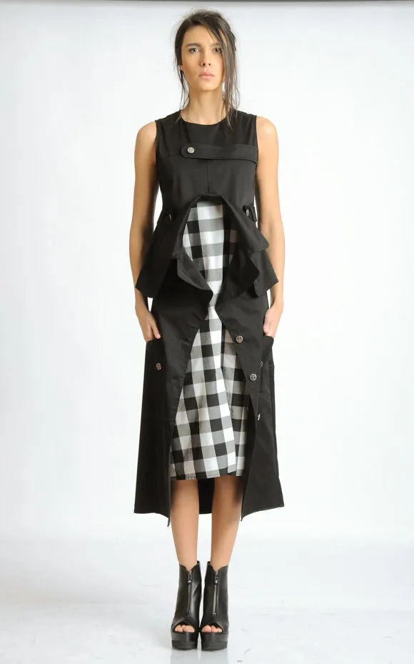 Extravagant Black and White Checked Dress