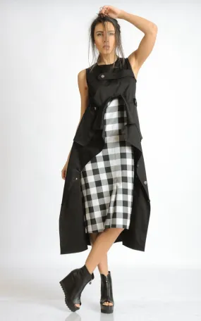 Extravagant Black and White Checked Dress