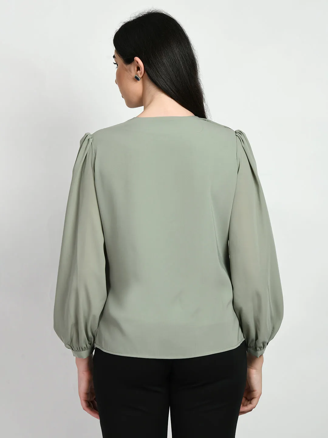 Exude Genius Pleat Detail Top (Pista Green)