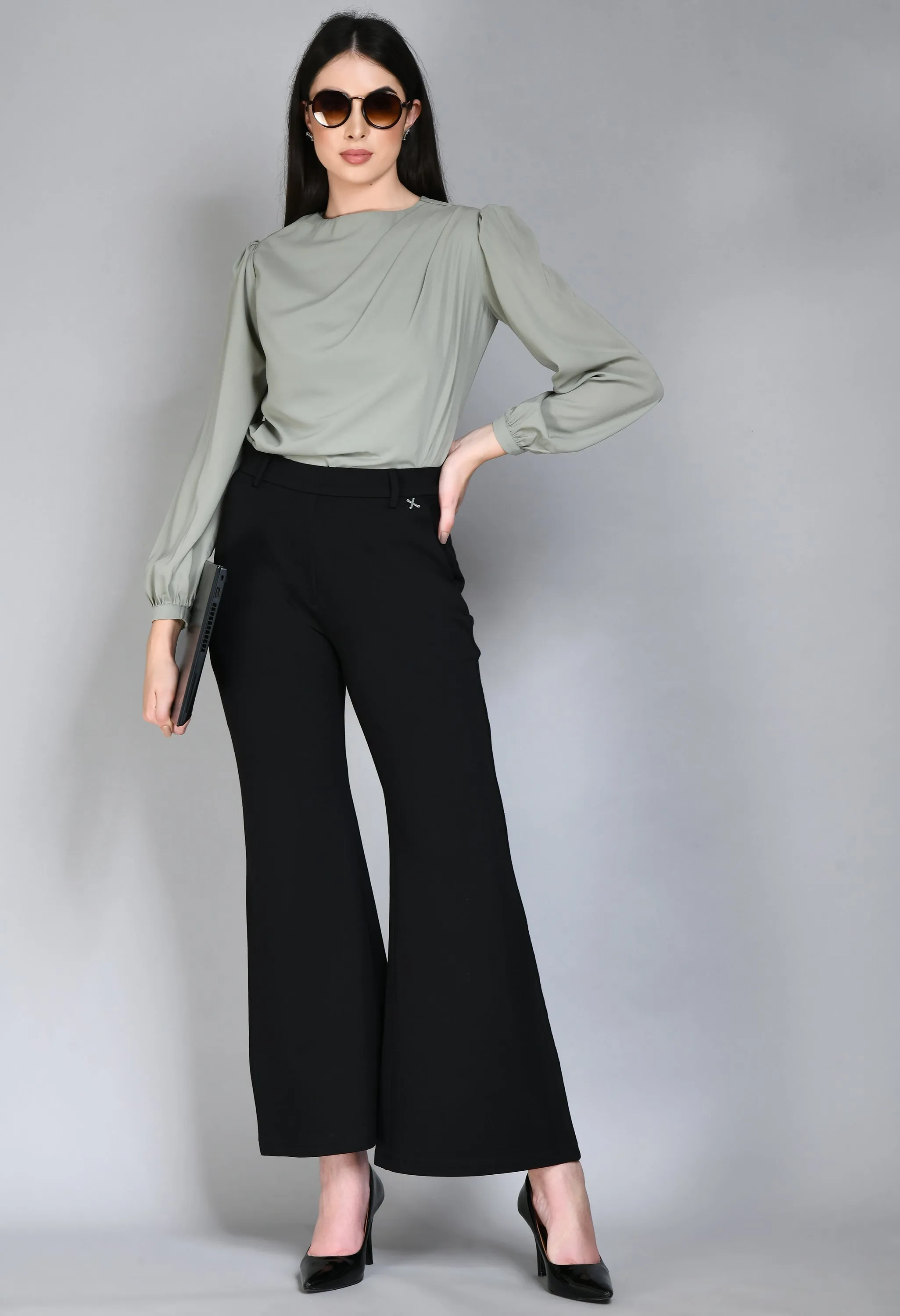 Exude Genius Pleat Detail Top (Pista Green)