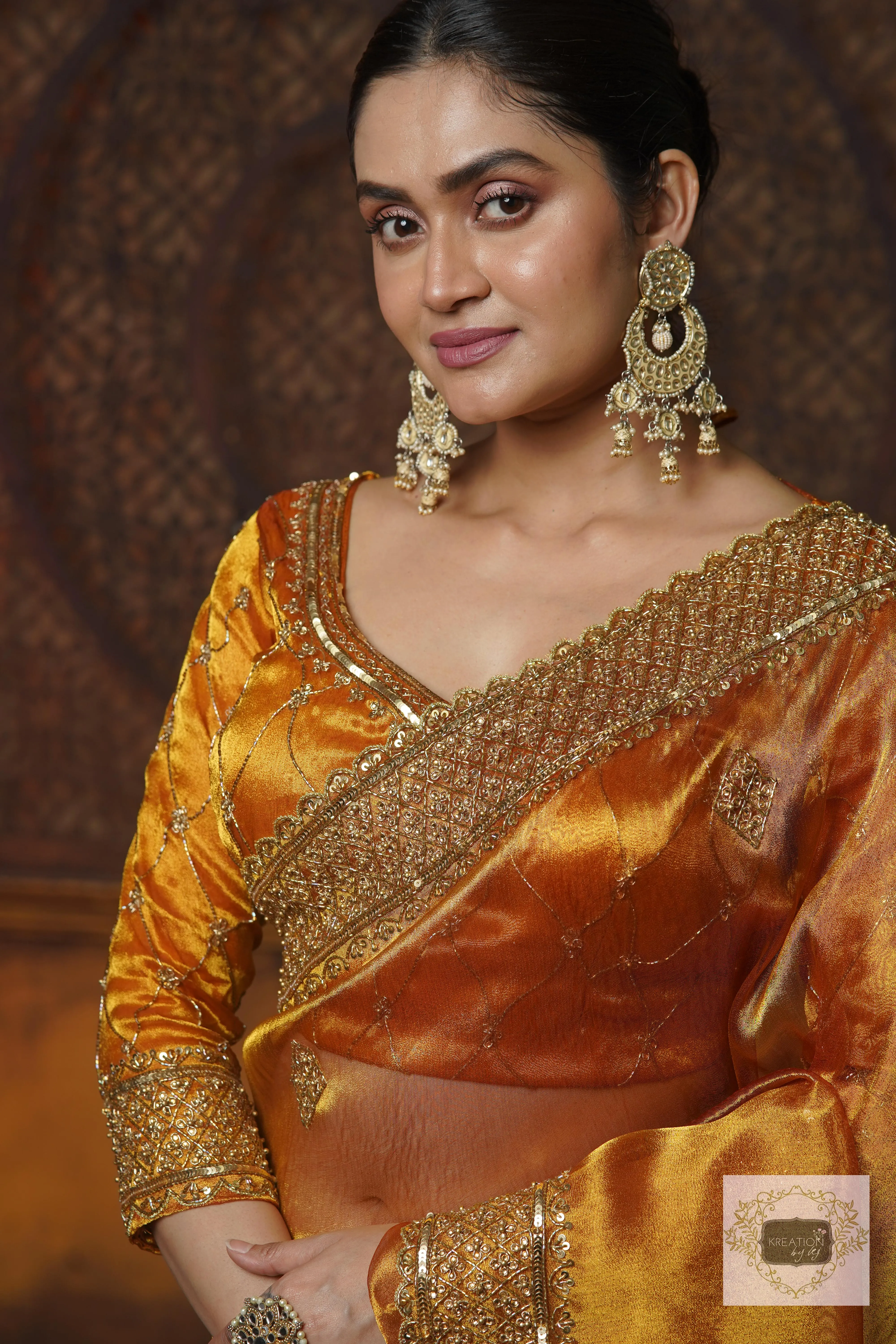 Fiery Gold Zari Tissue Zeenat Saree