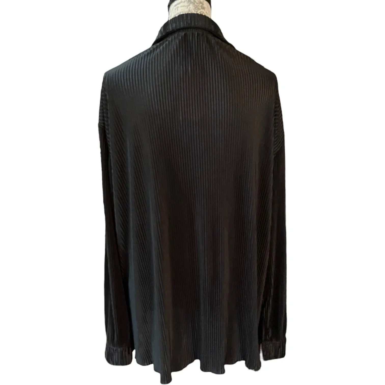 Flamingo Black Button Front Ribbed Texture Shirt Size XX-Large