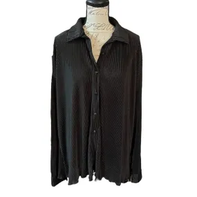 Flamingo Black Button Front Ribbed Texture Shirt Size XX-Large